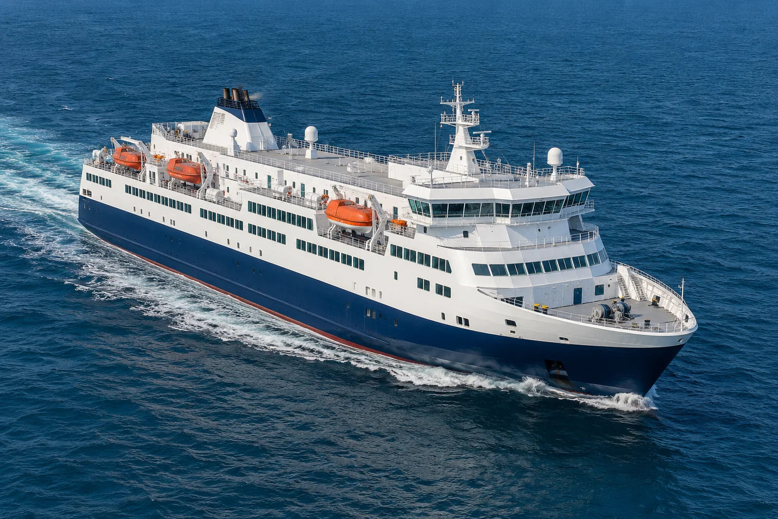 Clean modern passenger ferries at sea