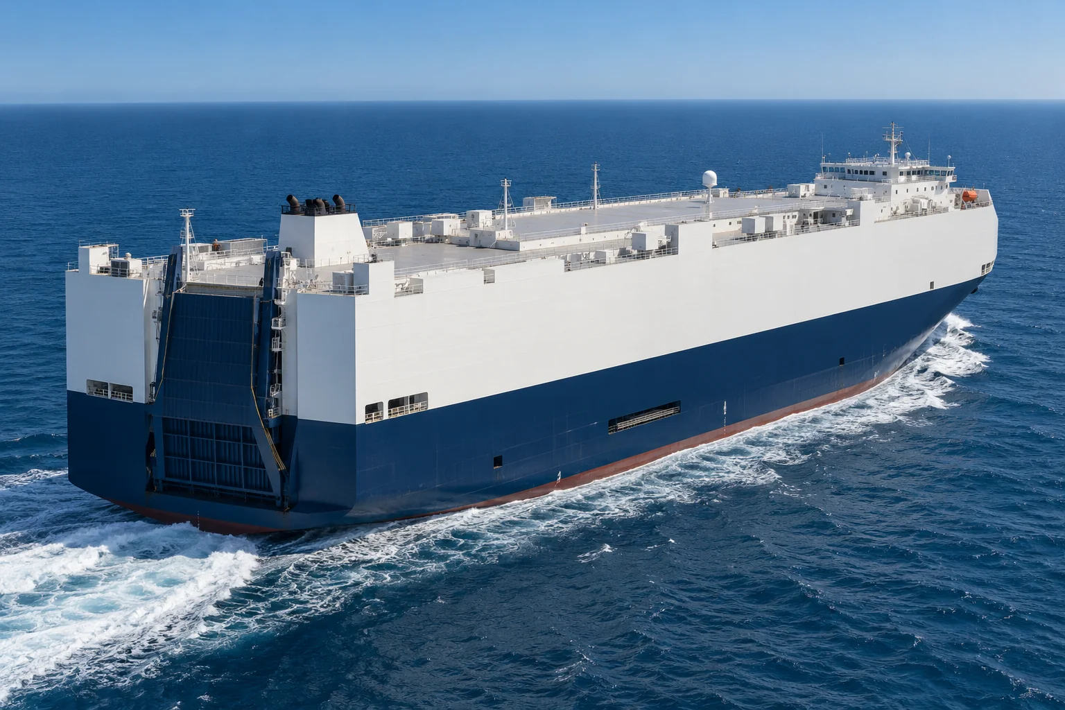Clean modern ro-ro vessels at sea